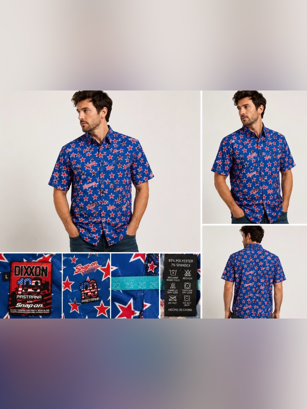 Dixxon Travis Pastrana Snap-On Patriotic Button Up Shirt Mens Large Racing USA